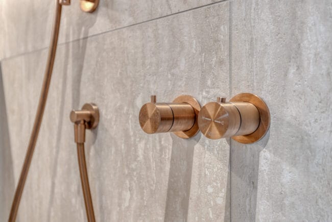 Detail inbouwkraan douche